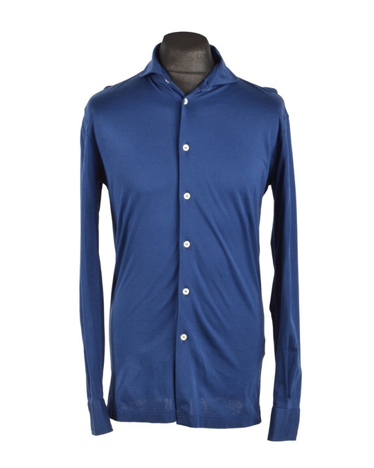 Men's BOGGI Milano Navy Blue Pique Cotton Shirt Size M