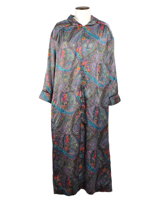 CHRISTIAN DIOR Loungewear Satin Multicolor Paisley  Bathrobe Size M