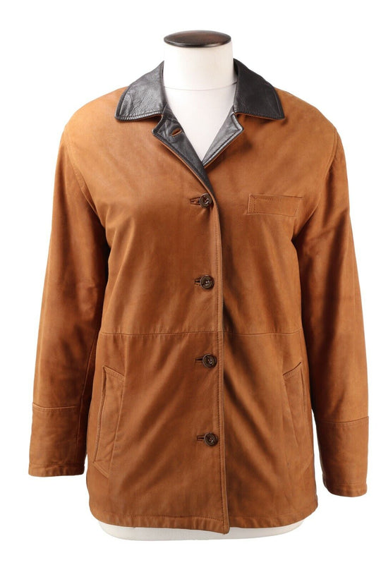 Women's Vintage BURBERRYS Brown Leather Jacket Size 8