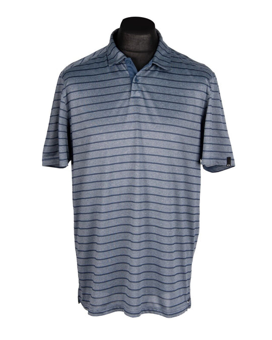 OAKLEY Polo Shirt Gray Striped Men's Short Sleeve Size L
