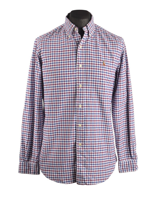 Men's POLO RALPH LAUREN Blue Check Casual Cotton Shirt Size M