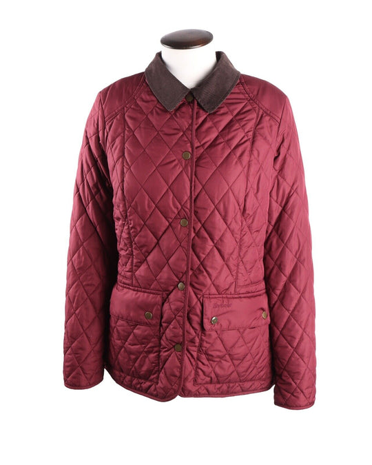 Women's BARBOUR Bordeaux Red Quilted Saddleworth Jacket Size UK 12 US 8