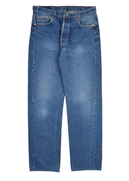 LEVIS 501 Jeans Blue Denim Cotton Men's Straight Leg Made In USA Size W36 L34