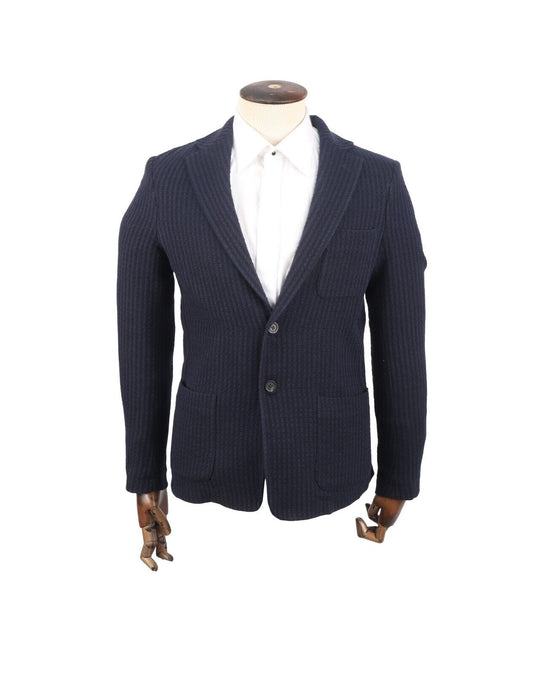 ALTEA Blazer Navy Blue Check Wool Blend Men's Jacket Size S-M