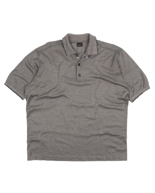 Men's Vintage PAUL & SHARK Golf Grey Diamond Pique Cotton Polo Shirt Size L