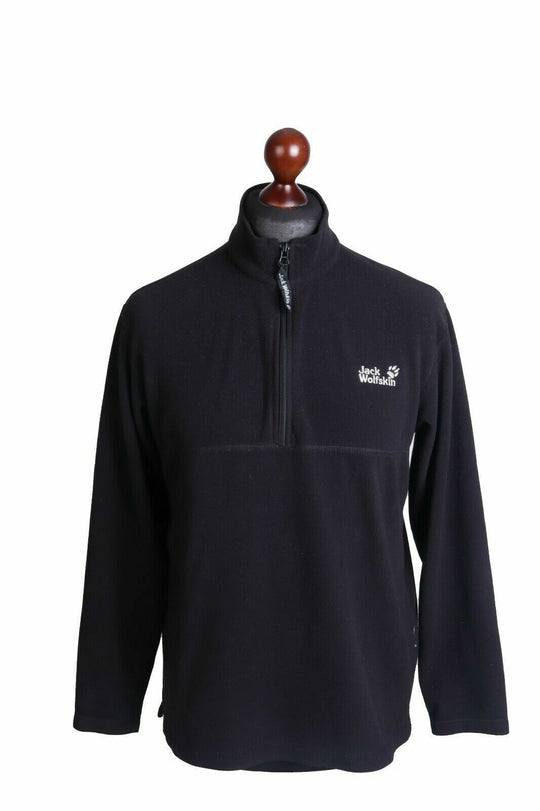 Men's JACK WOLFSKIN Black Outdoor Tecnopile Fleece Pullover Size M / 36