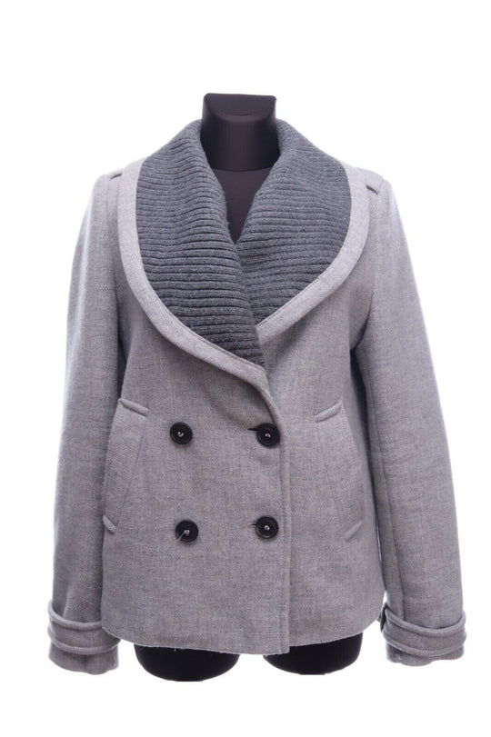TOMMY HILFIGER Grey Wool Blend Shawl Collar Short Coat Size M