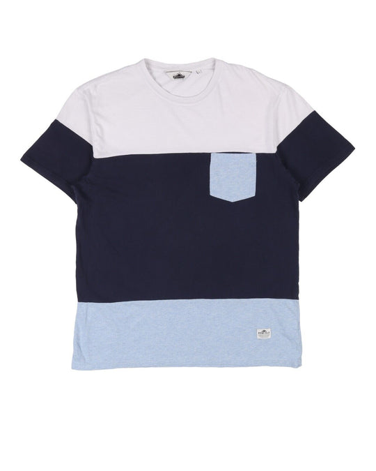 PENFIELD Blue Colourblock Cotton Logo Mens T-Shirt Size L