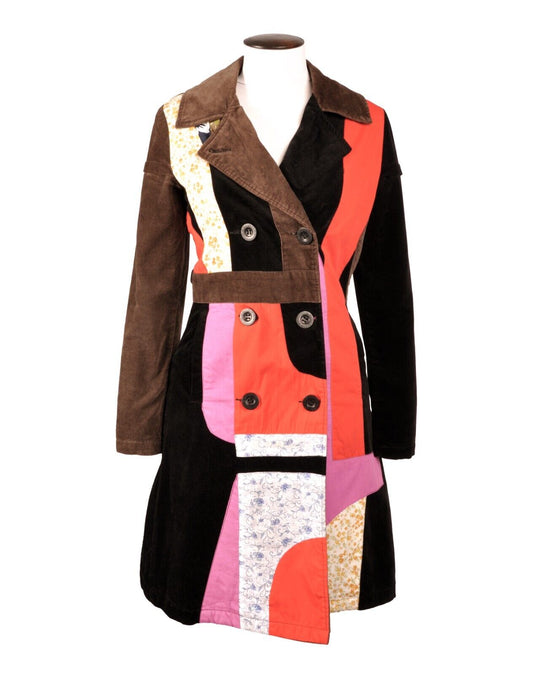DESIGUAL Coat Multicolor Patchwork Embroidered Women's Size 36