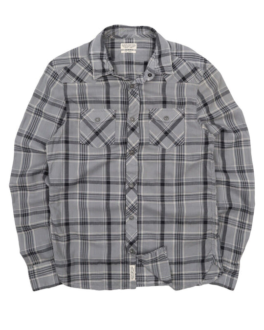 Men's ALL SAINTS Grey Check Cotton Shirt Size S
