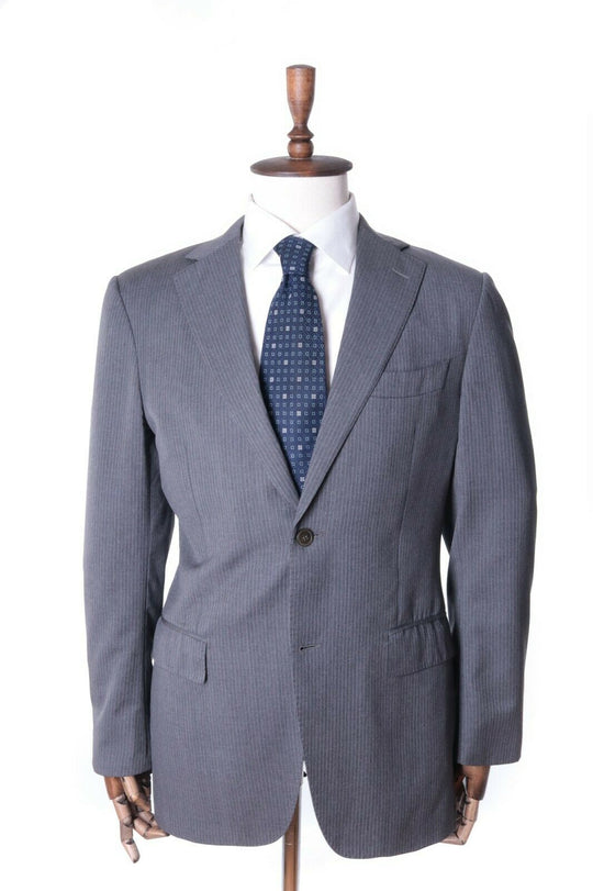 Men's SUITSUPPLY Grey Striped Pure Wool Super 110's Suit Jacket Size 50