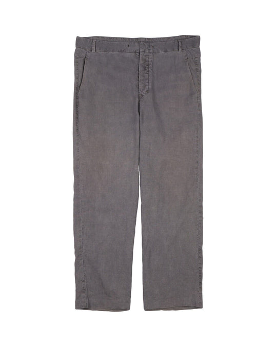 HANNES ROETHER Pants Grey Dyed Linen Silk Mens Trousers Size L