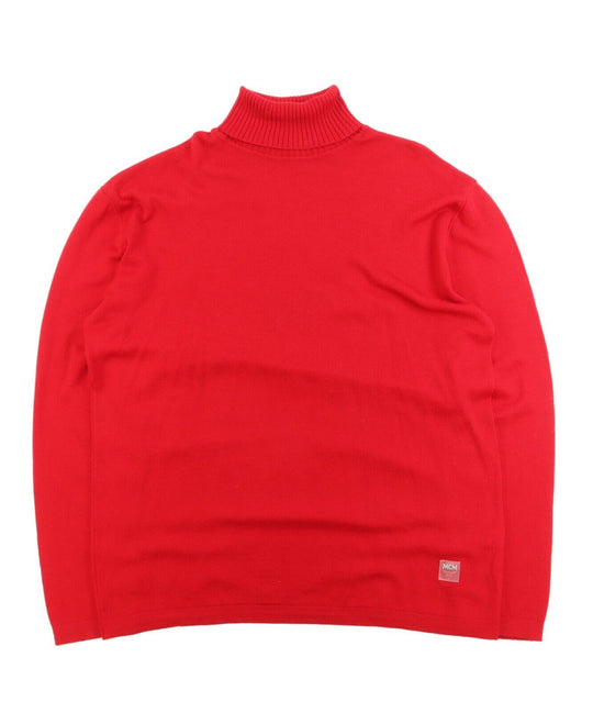Men's MCM Red Turtleneck High Neck Merino Wool Jumper Size 54