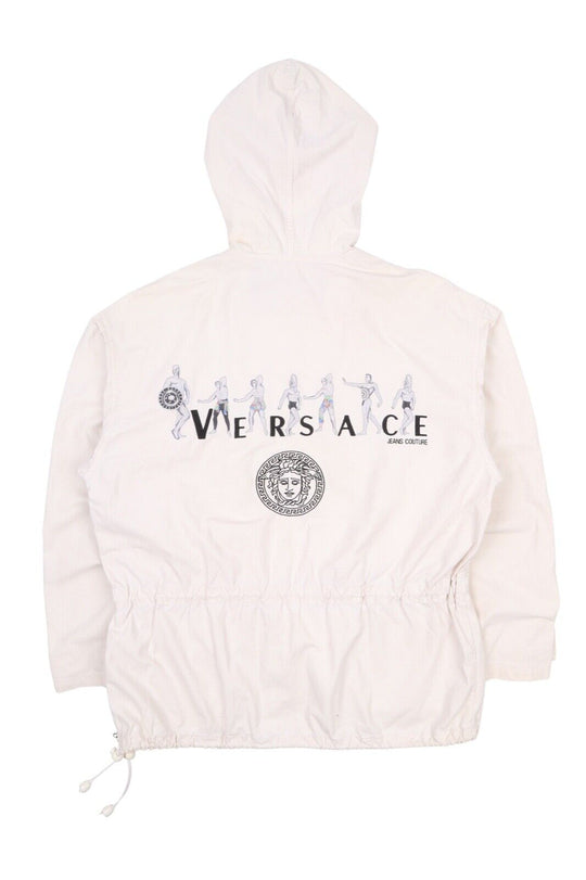 VERSACE VINTAGE COUTURE Ivory Big Back Logo Anorak Jacket Size M