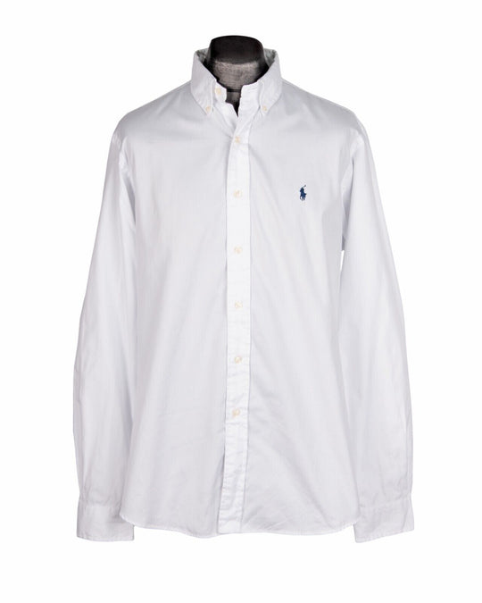 POLO RALPH LAUREN Shirt White Cotton Custom Fit LS  Size 16 - 42