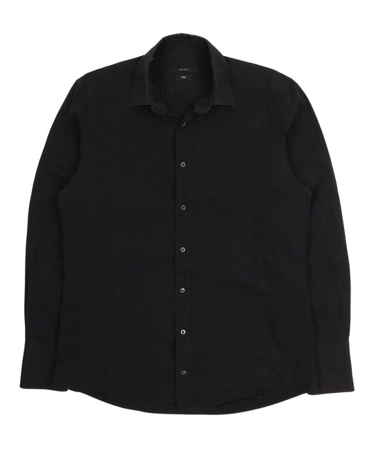 Men's GUCCI By TOM FORD Era Black Cotton Fitted Shirt Size 16.5 / 42