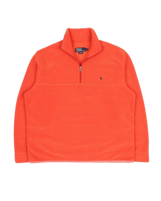 Men's Vintage POLO RALPH LAUREN Made in USA Orange Zip Neck Fleece Jumper Size M