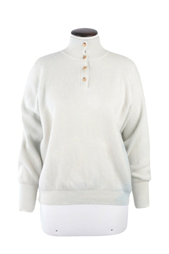 Women's AGNONA Light Blue Button Neck 100% Cashmere Jumper Size 42 IT / M