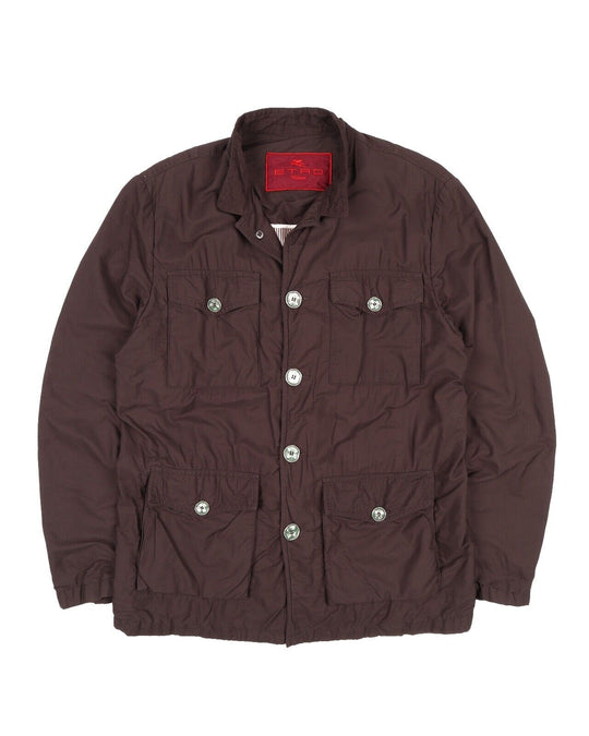 ETRO Milano Coat Brown  Cotton Men's Multipocket Jacket Size L