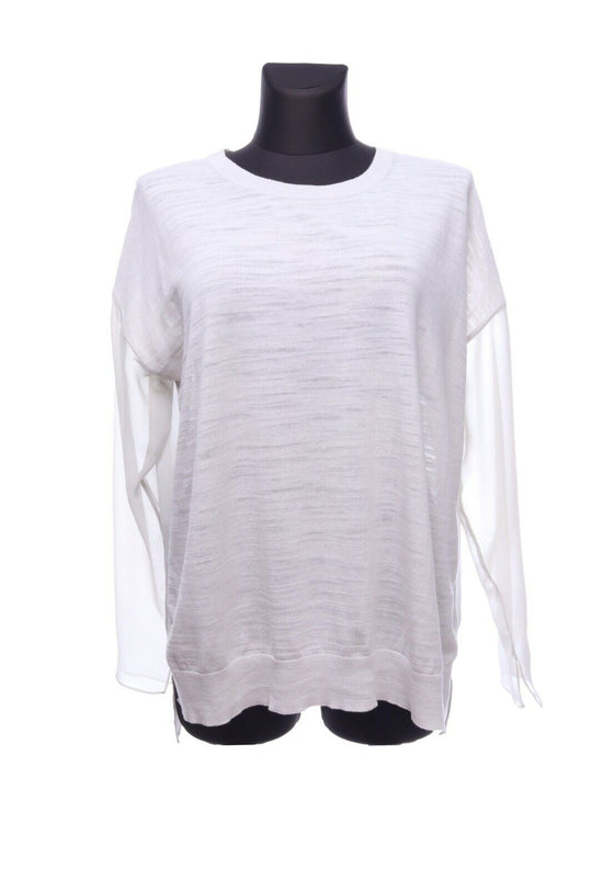 ALL SAINTS White Cotton Blend Sheer Back Jovita Jumper Size UK 10 US 6