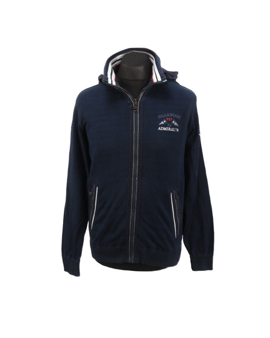 PAUL & SHARK The Admirals Hoodie Full Zip Navy Blue Cotton Jumper Men's Size M