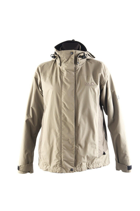 Women's JACK WOLFSKIN OUTDOOR Olive Shell Texapore Hooded Jacket Size 12 / M