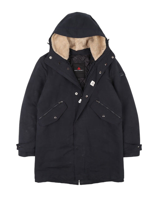 PEUTEREY Microfiber Parka Blue Lined Men's Long Jacket Size M
