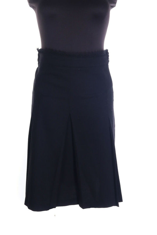 DOLCE & GABBANA Black Pleated Lace Above Knee Length Flared Skirt 24 / 38