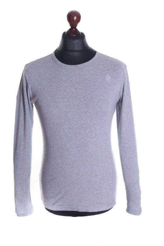 Men's G-STAR RAW DENIM Grey 100% Cotton Slim Crew Neck LS Jumper Size M
