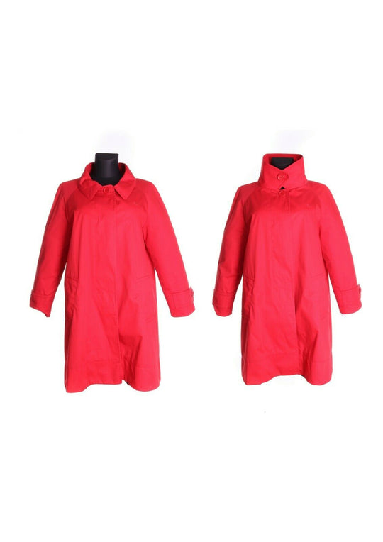 Women's LACOSTE Red Cotton Blend Relaxed Trench Coat Size 42