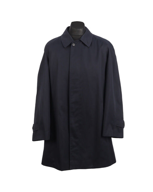 BURBERRY Trench Coat Navy Blue Cotton Men's Overcoat Size ~ XL