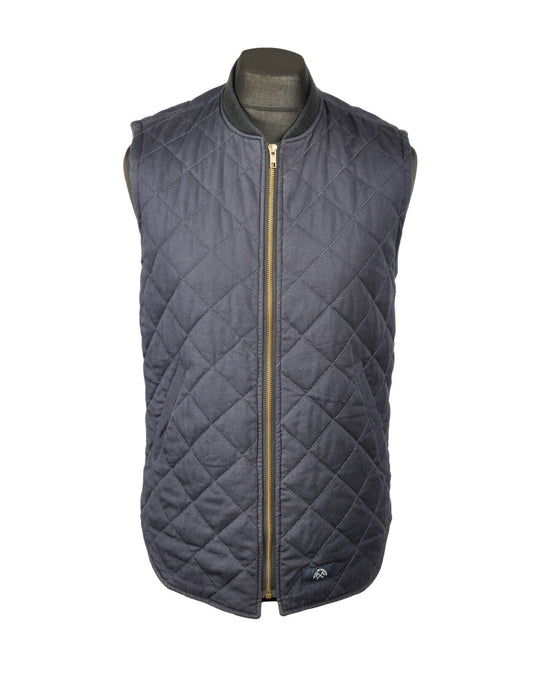 BLEU DE PANAME Waistcoat Blue Cotton Quilted Full Zip Men's Vest Size M