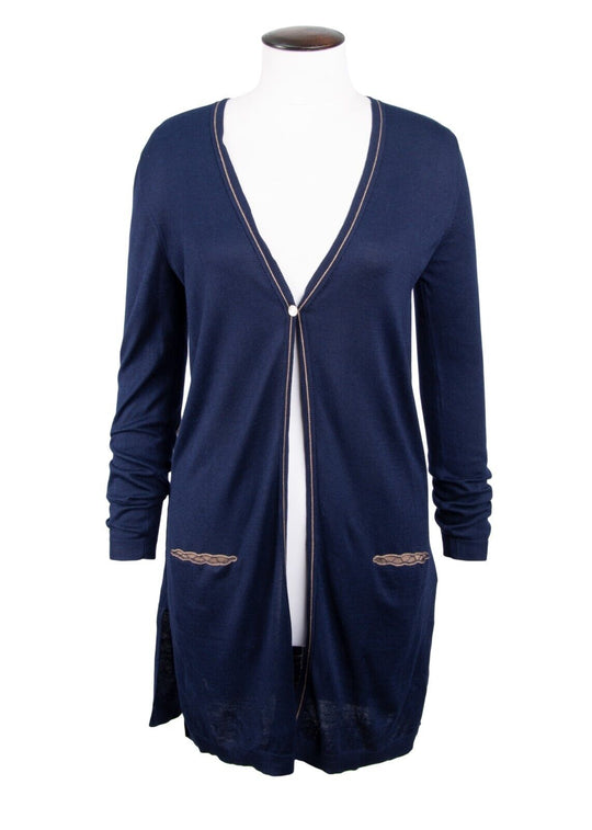 HABSBURG Cardigan Blue Silk Cashmere Women's Cape Size 38 IT