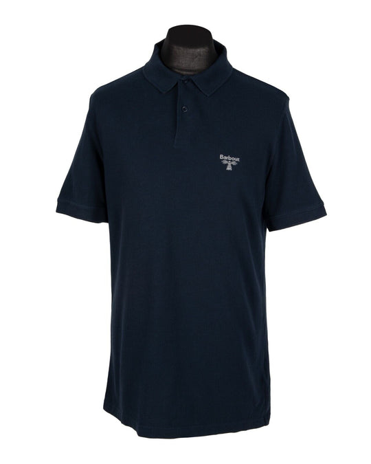 BARBOUR Polo Shirt Navy Blue Pique Cotton  Men's Size XL