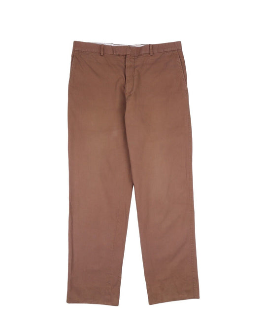 LANVIN Chino Pants Brown Cotton Mens Straight Leg Trousers Size 52