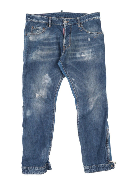 Men's DSQUARED2 Blue Cotton Ski Biker Jean Denim Jeans Size 50 / 34