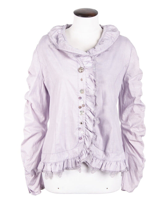 BOTTEGA Shirt Shawl Collar Lavender Women's Embroidered Blouse Size M