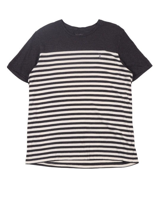ALLSAINTS T-Shirt Gray White Striped Cotton Mens Pullover Tee XL