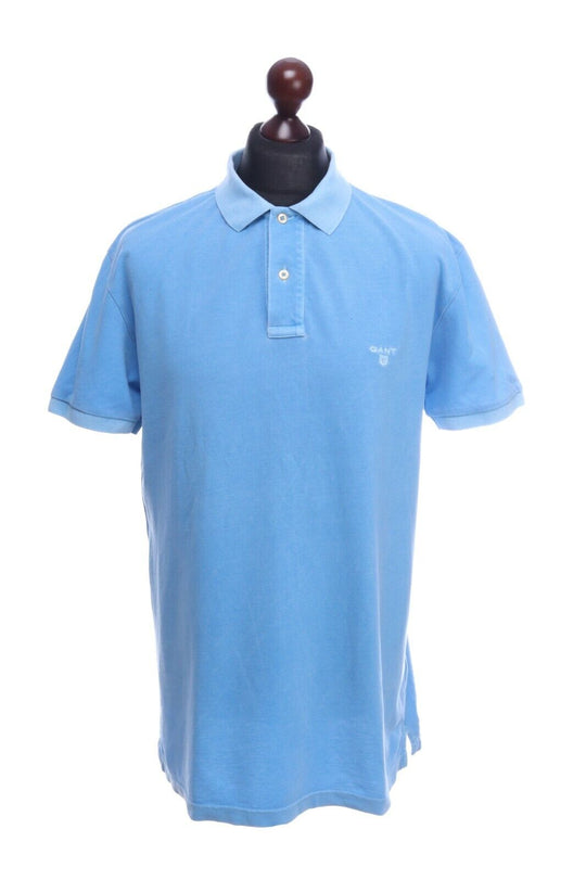 Men's GANT Blue Garment Dyed Cotton Short Sleeve Polo Shirt Size XL