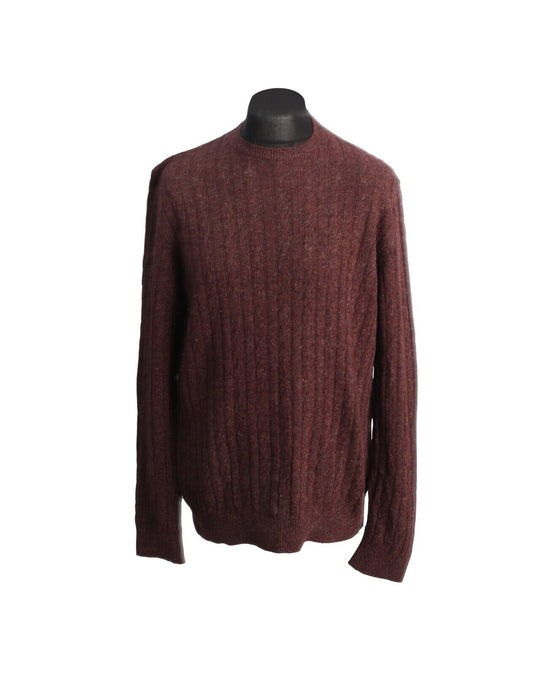 BARBOUR Jumper Bordeaux Wool Linen Rib Knit Men's Size XL