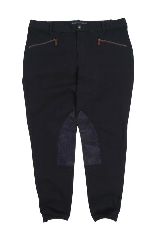 Women's RALPH LAUREN Black Cotton Horse Riding Wide Pants Size 14 US