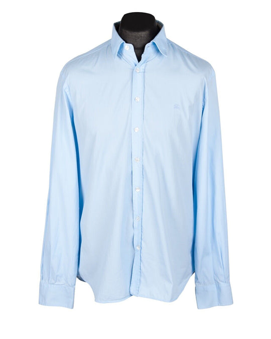 BURBERRY Brit Shirt Blue Cotton Nova Check Details Men's Button Up  Size XL