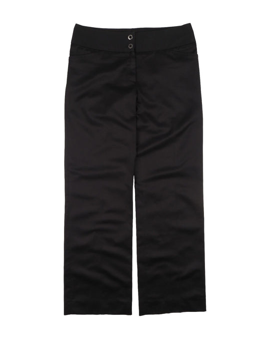DOLCE & GABBANA Pants Black Satin Cotton Women's Trousers Size 46