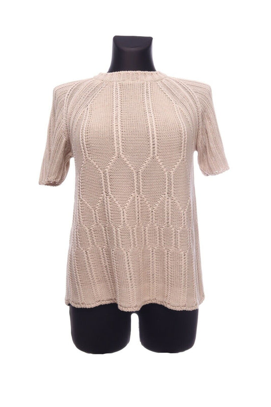 ICEBERG Italy Beige Knitted Short Sleeve Jumper Size S