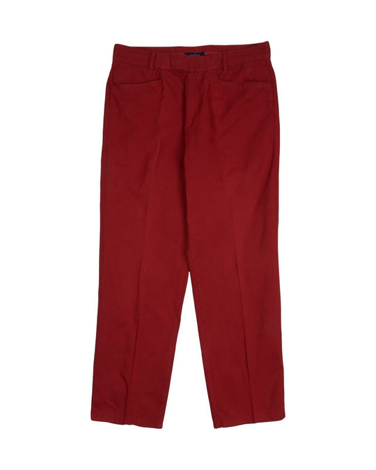 ERMENEGILDO Z ZEGNA Pants Bordeaux Red Cotton Linen Mens Trousers Size 50 IT