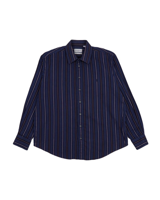 YSL YVES SAINT LAURENT Pour Homme Shirt Blue Striped Cotton Mens Size XL