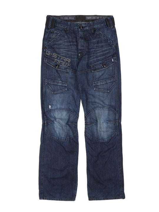 G-STAR RAW Jeans Navy Faded Denim Cotton Men's Button Fly Pants Size 32x36