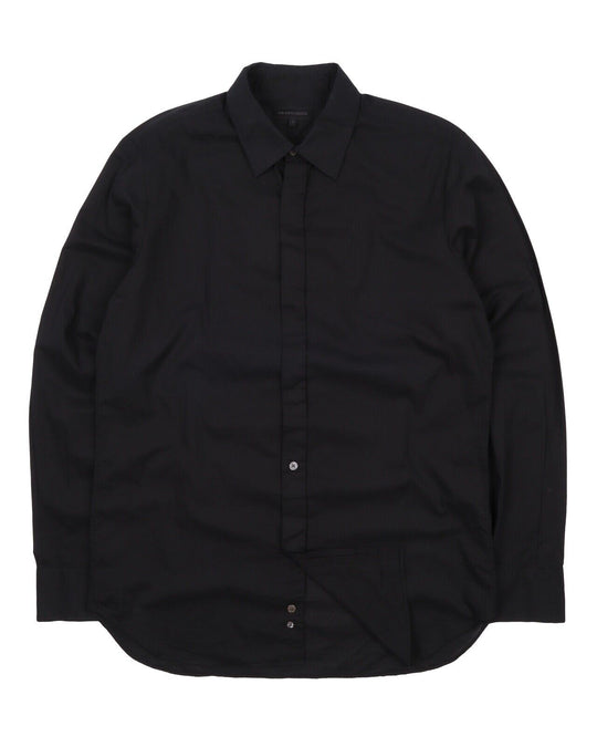 Men's ANN DEMEULEMEESTER Black Cotton Designer Avant Garde Shirt Size L