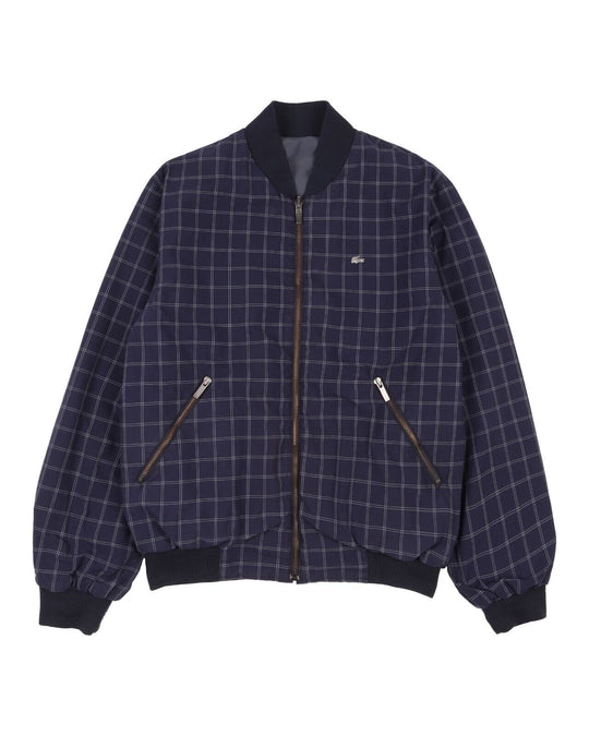 LACOSTE Reversible Jacket Navy Check Men's Roth Marcus Bomber Size ~ M