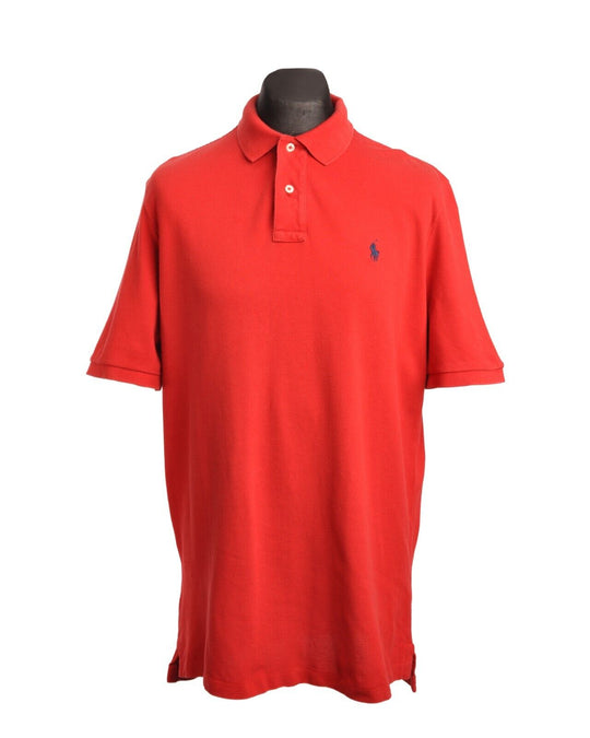 RALPH LAUREN  Polo Shirt Red Pique Cotton Men's Size L
